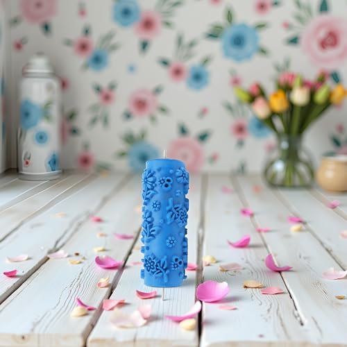 HEEPDD Decorative Paint Roller, Reusable Rubber Texture Pattern Roller Creates Faux Finish Designs for Walls Furniture Blue 15cm 1 Pack - size: 097Y