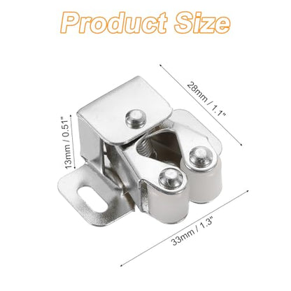 uxcell 8Pcs Cabinet Latch Double Roller Catch, Lock Stop Catch Clamp Cabinet Closer Magnetic Closure Hardware for Cabinet Kitchen Closet Door, Nickel - color: Nickel