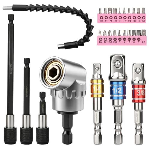 GRENPRO 28-Piece Flexible Drill Bit Extension, Right Angle Drill Attachment - size: 28PCS