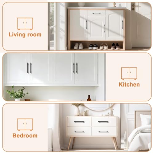 Probrico 30 Pack Holes Centers 7.5Inch(192mm) Black Kitchen Cabinet Pulls,Stainless Steel Dresser Drawer Handles,10inch Length Classic Pull Handle for Cabinets - size: Center to Center: 7-1/2 inch