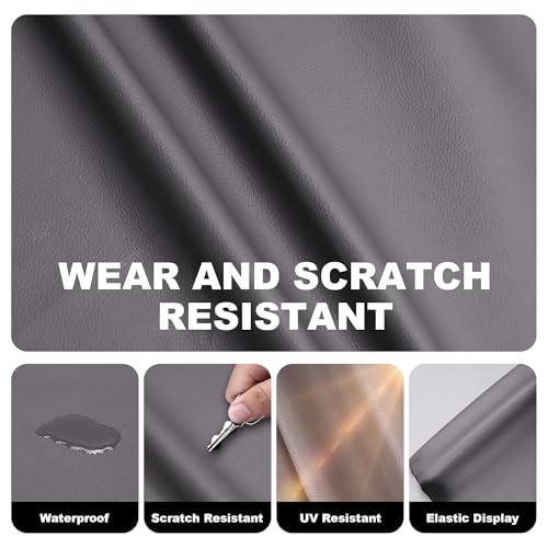 Faux Leather, Marine Vinyl PVC Leather for DIY Upholstery, Sofa Car Boat Seat Repair, Waterproof & Easy to Clean, Grey (3 Yd 55x108 Inch) - color: Grey, size: 3Yd (55x108inch)