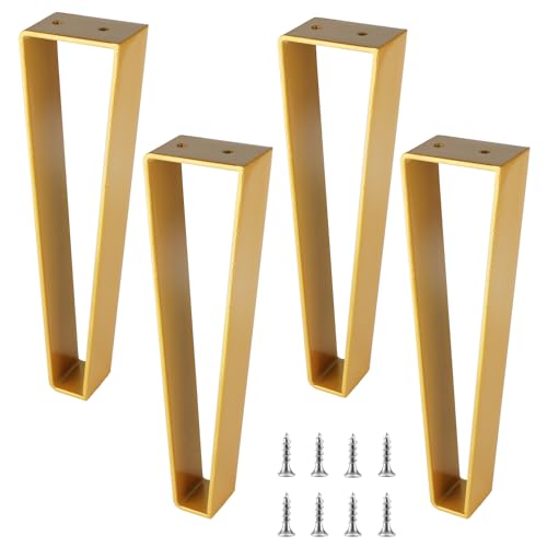 Osring 14 Inch Trapezoid Furniture Legs, Gold Metal Coffee Table Feet 4pcs - color: Gold, size: 14 Inch