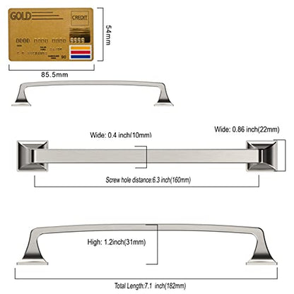 Amerdeco 10 Pack Brushed Satin Nickel Cabinet Pulls 6-1/4 Inch(160mm) Hole Center Cabinet Hardware Kitchen Cabinet Handles for Bathroom Drawer Pulls Dresser Pulls ZH0002 - color: Brushed Satin Nickel, size: 6.3" hole center