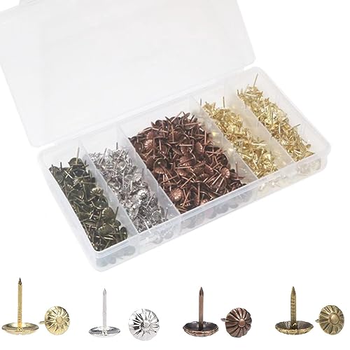 Upholstery Tacks, 480pcs 7/16 Inch Furniture Tacks Nails,Upholstery Nails for Furniture DIY Decorative,DIY Project, Home Decor (480PCS Assortment Kit) - color: 480pcs Assortment Kit