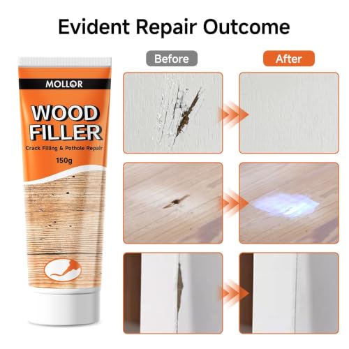 White Wood Filler, Stainable All‑Purpose Repair, 5.29 Oz (150g) - color: White, size: 150g
