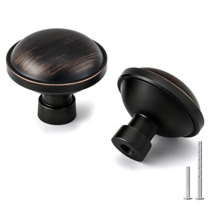 Goldenwarm Oil Rubbed Bronze Cabinet Knobs, Round Drawer Handles 1-1/4 Inch 10 Pack | Rustproof Single Hole Cabinet Hardware, Solid Zinc Alloy, Screws Included for Cupboard Closet Furniture Upgrade - color: Oil Rubbed Bronze, size: Knob(1-1/4 In)
