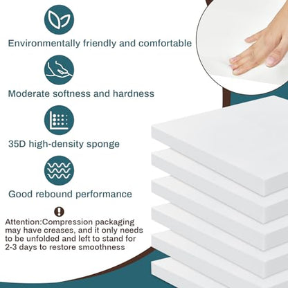 Frienda 6 Pack 1 x 24 x 24 High Density Foam Cushion 2.2 Density, 50 Ild - size: 1" X 24" X 24"