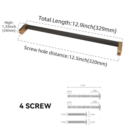 10 Pack 12-5/8 Inch (320mm) Black and Champagne Bronze Kitchen Cabinet Handles Knurled Cabinet Pulls Black Drawer Pulls Kitchen Hardware - color: Black And Champagne Bronze, size: 12-5/8'' Hole Center(320mm)
