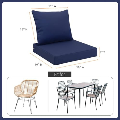 Favoyard Outdoor Patio Seat Cushions Set, 19 x 19 Inch, Waterproof, Blue - color: Blue, size: 19 x 19 x 3 In