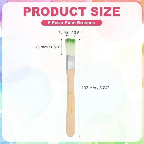 PATIKIL 6Pcs Wooden Paint Brush Set, 5.2" Nylon Bristle Flat Brushes #1 - color: Green/White, size: #1