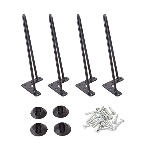 12 Inch Hairpin Legs 3/8" Dia 2 Rods, Black Furniture Table Feet 4pcs - color: Black, size: 12 Inch