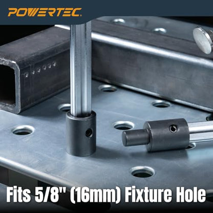 POWERTEC 2PK Welding Clamp with T-Handle – 8" Max Opening, 4" Throat Depth – Fits 5/8" (16mm) Welding Table Holes, Heavy-Duty Workbench Screw Clamp for Welding & Fabrication (72244-P2) - size: 8 Inch Bar Clamps for Welding (2PCs)