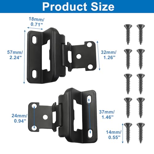 4 Pack 1/2 in Overlay Cabinet Hinge, Black - color: Black