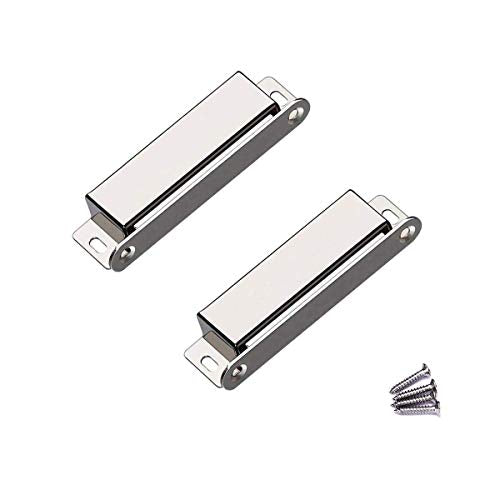 WOOCH Door Magnetic Catch - 90lb High Magnetic Stainless Steel Heavy Duty Catch for Kitchen Bathroom Cupboard Wardrobe Closet Closures Cabinet Door Drawer Latch (3.7 in Silver, 2-Pack) - color: Silver, size: 2 Pack