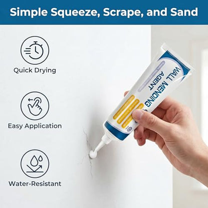 Drywall Patch Repair Kit, 2 Pack Wall Mending Agent - Wall Repair Paste for Nail Holes, Dents, Simple Filling of Wall Holes＆Efficient Crack Repair - color: 2 PCS