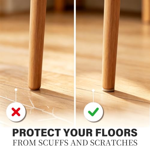 Felt Furniture Pads for Hardwood Floors -Yelanon Felt Pads for Chair Legs - size: 216 pcs Beige & Black