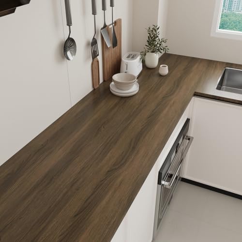Thick Brown Wood Wallpaper for Desk Oak Wood Contact Paper Vinyl - color: Dark Brown, size: 15.7"W x 118"L