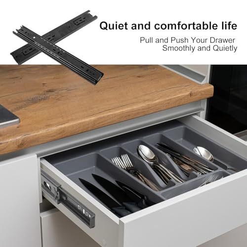 8 Pairs 12 Inch Black Full Extension Drawer Slides, Side Mount Drawer Slides with Screw, Ball Bearing File Cabinet Rails for Kitchen and Office Cabinet - size: 8 Pairs 12 Inch