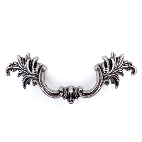 Jetland French Provincial Drawer Pulls - 6-Pack, Aged Silver, 2-1/2" Hole Centers, Vintage Shabby Chic Pulls for Dresser Nightstand Cabinet, PW1618OS64 - color: Aged Silver, size: 2-1/2 inch Hole Centers