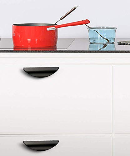 Primst 4 Pack Cabinet Handles, Half Moon Cabinets Cupboard Hanldes Matte Black Drawer Pulls, Kitchen Cabinet Pulls Cabinet Hardware Drawer Handles 2-1/2in Hole Center - color: Black, size: M-4PCS