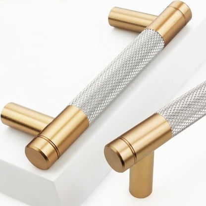 12 Pack 3 Inch 76 mm Bronze and Nickel Knurled Cabinet Handles Cabinet Pulls Aluminum Handles Knurled Drawer Pulls Oxidation Finish with Diamond Pattern 4" Length (3" Hole Center) - color: PBronze and Nickel, size: 3 Inch