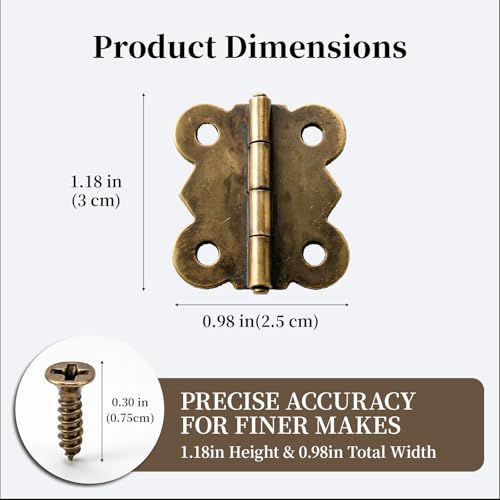 80 PCS Small Antique Bronze Butterfly Hinges, Retro Vintage Style Mini Hinges with Screws for Cabinet Crafts, Wooden Jewelry Box, Gift Box, DIY Projects (1 x 1.2in)