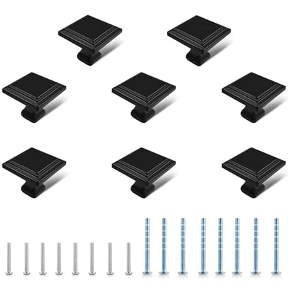 8 Pack Black Matte Cabinet Knobs, Square Drawer Knobs(30mm/1.2 Inch) - color: 8 PCS