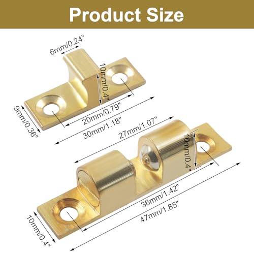 Double Roller Catch Cabinet Latches, 47mm, 4 Pack - color: Gold, size: 47mm