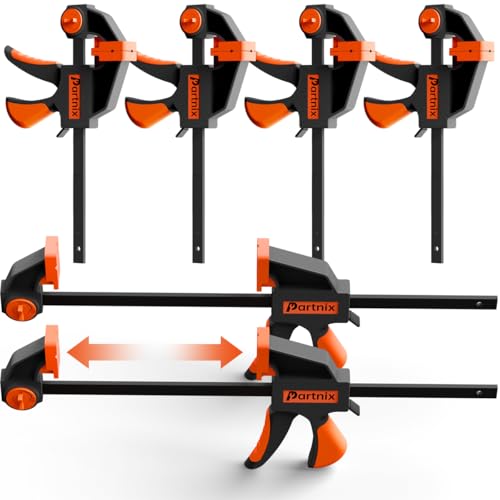 [300LB Heavy-Duty] Bar Clamps for Woodworking, 4 x 6" and 2 x12" Wood Clamps for Woodwork, Quick Grip F-Clamps with 2.75 In Deep Reach, Trigger Clamps for Cabinet Glue Ups Drawer
