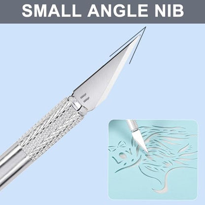 Professional Craft Knife Set with Aluminum Handle, 11 Stainless Steel Blades, Non-Slip Grip for Art and DIY Projects