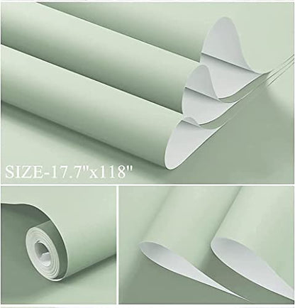 Dimoon 78.7''x17.7'' Green Peel and Stick Wallpaper Contact Paper Modern Self Adhesive Wall Paper Removable Renter Friendly Textured Solid Color Shelf Cabinet Vinyl Roll (78.7''x17.7'',Light Green) - color: Light Green, size: 17.7" x 78.7"