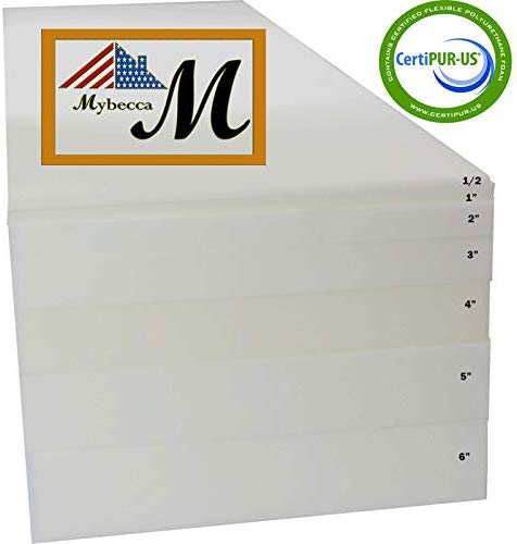 Mybecca 4" X 30" X 72" Upholstery Foam Cushion High Density (Seat Replacement, Upholstery Sheet, Foam Padding) - color: High Density, style: 4 Inch X 30 Inch X 72 Inch