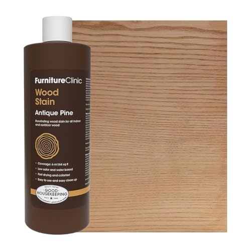 Furniture Clinic Wood Stain, Water-Based & Fast Drying, Antique Pine - color: Antique Pine, size: 500ml / 17 Fl Oz