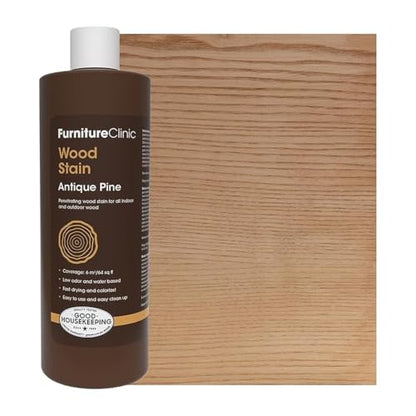 Furniture Clinic Wood Stain, Water-Based & Fast Drying, Antique Pine - color: Antique Pine, size: 500ml / 17 Fl Oz