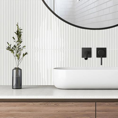 Select 5 Pack Peel and Stick Backsplash Tiles, Vinyl Self Adhesive Back - color: Stone White, size: Linear Shape