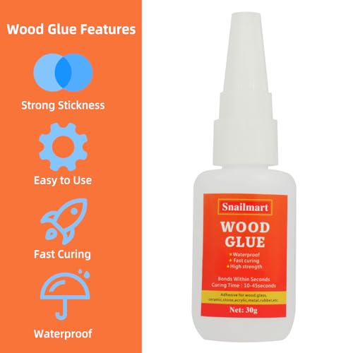 Wood Glue,90g Clear Carpenter Glue,Super Glue for Wood, Fast Drying Wood Glue for Craft, Metal,Furniture, Wood, and DIY(Pack of 3)