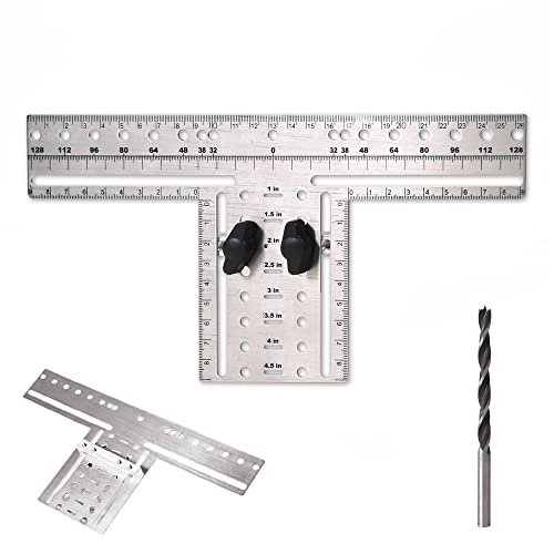 Mousike Cabinet Pull Metal Template， Handle Drill Mounting Template for Cabinet Doors and Drawers(Silver,1Pack)