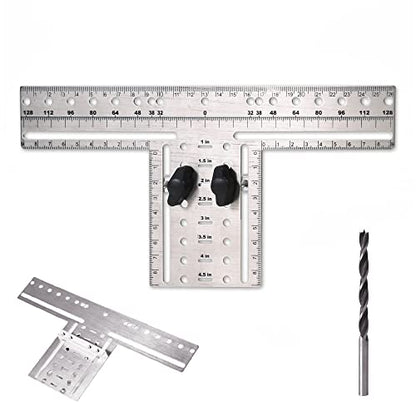 Mousike Cabinet Pull Metal Template， Handle Drill Mounting Template for Cabinet Doors and Drawers(Silver,1Pack)
