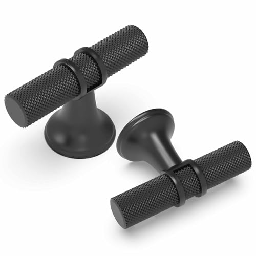 20 Pack Matte Black Kitchen Cabinet Knobs - color: Matte Black Knurled, size: Knobs
