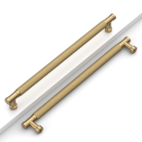 Champagne Bronze Knurled Cabinet Handles Kitchen Pulls 10 Inch 10 Pack - color: Champagne Bronze, size: 10" Hole Center
