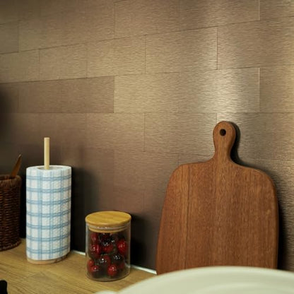 Vamos Tile 100-Pack Peel and Stick Backsplash Tile,3" x 6" Subway Tile - color: Brushed Rose Gold