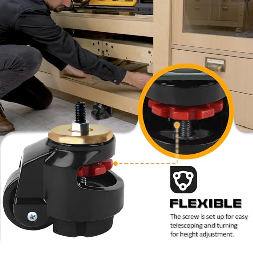 Leveling Stem Casters, Heavy Duty Leveling Casters, Load Capacity 6600 Lbs - size: 3 INCH