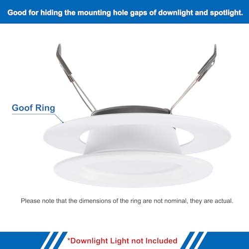 PATIKIL Goof Rings Inner Diameter 2.99", Outer Diameter 4.72", 4 Pcs Metal Goof Rings Cover Recessed Light Trim for Ceiling Wall Fixtures Can Lighting Down Light LED, Matte Finish White - color: White, size: 4.72" OD x 2.99" ID