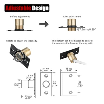 JQK Closet Magnetic Door Ball Catch Hardware, 430 Stainless Steel Catch Adjustable with Strike Plate, Black Finish 8 Pack, HBC120-BK-P8 - color: Black, size: Magnetic 8 Pack
