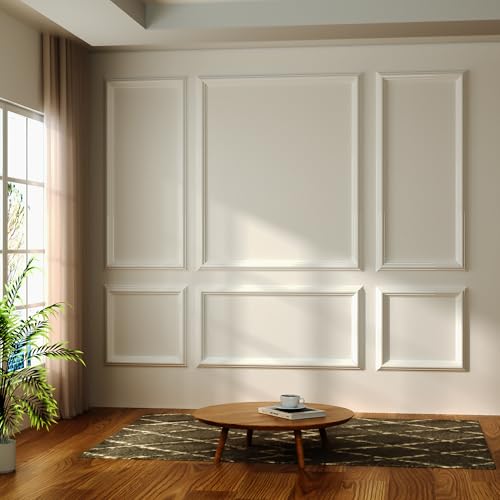 NeatiEase Peel and Stick Wall Molding Kit 6-Frame Pre-Made, Ready-to-Assemble Wall Moulding Panel Frame, Self-Adhesive Wainscoting Panels Wall Trim for Interior Walls Home Decor (60"x48",60"x24") - color: Width:1.4", White, size: 60"x48",60"x24"