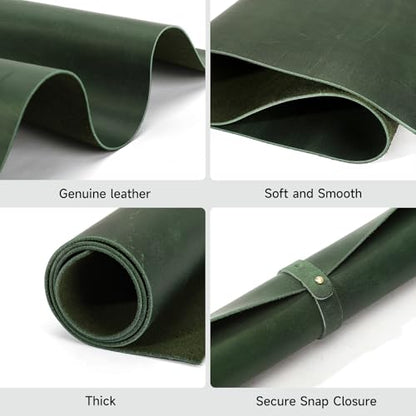 12''X24'' Genuine Leather Sheets - Tooling Leather Fabric Pieces for Crafts, Full Grain Leather Hide Material(Green, 2mm Thick) (Green, 12"X24") - color: Green
