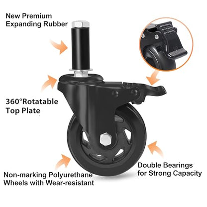 4" Expanding Stem Casters, Set of 4 - size: 4 Inch