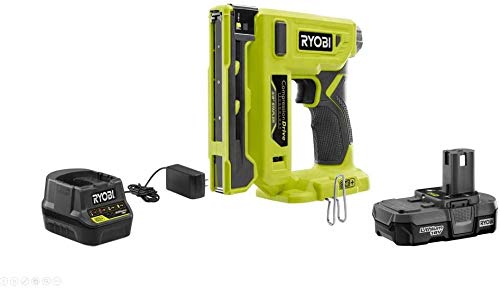 RYOBI P317KN 18-Volt ONE+ Cordless Compression Drive 3/8 in. Crown Stapler with 1.3 Ah Battery, Charger, and Sample Staples