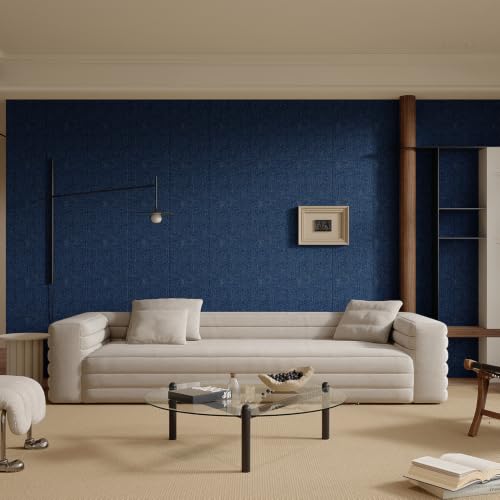 Yutianli 3D Wall Panel Peel and Stick Soundproof Foam Linen Wall Cloth Blue 16.7"x118" Self-Adhesive Decorative Wallpaper Anti-Collision Wall Padding - color: Blue
