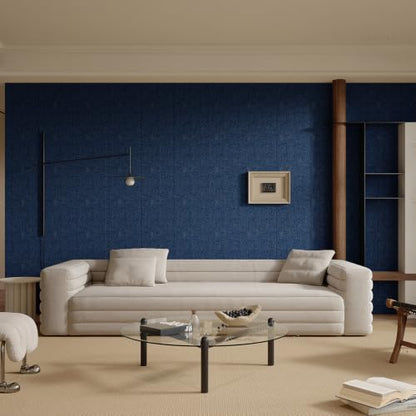 Yutianli 3D Wall Panel Peel and Stick Soundproof Foam Linen Wall Cloth Blue 16.7"x118" Self-Adhesive Decorative Wallpaper Anti-Collision Wall Padding - color: Blue